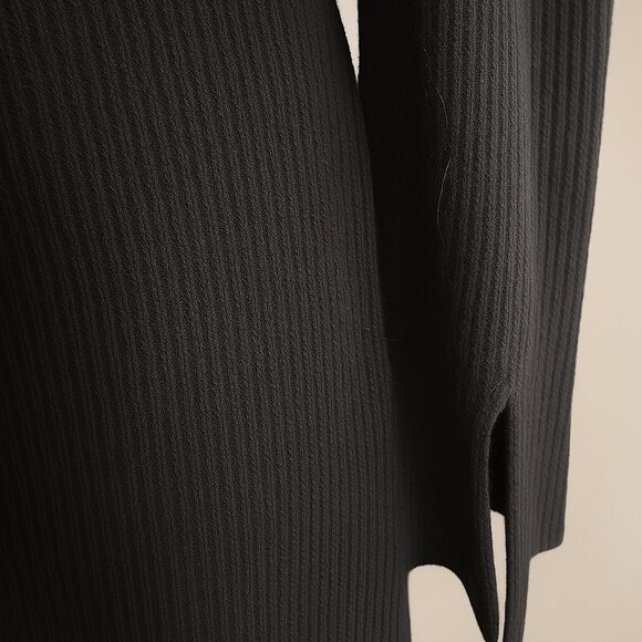 Uniqlo Ribbed Knit Black Midi Dress, Size M - Picture 2 of 5